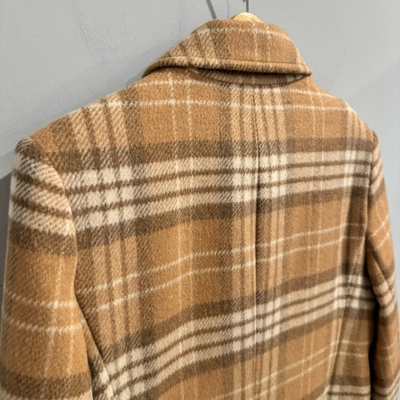 NWT Lauren Ralph Lauren Plaid Double Breasted Reefer Coat In Camel, Size 10 - Picture 13 of 13